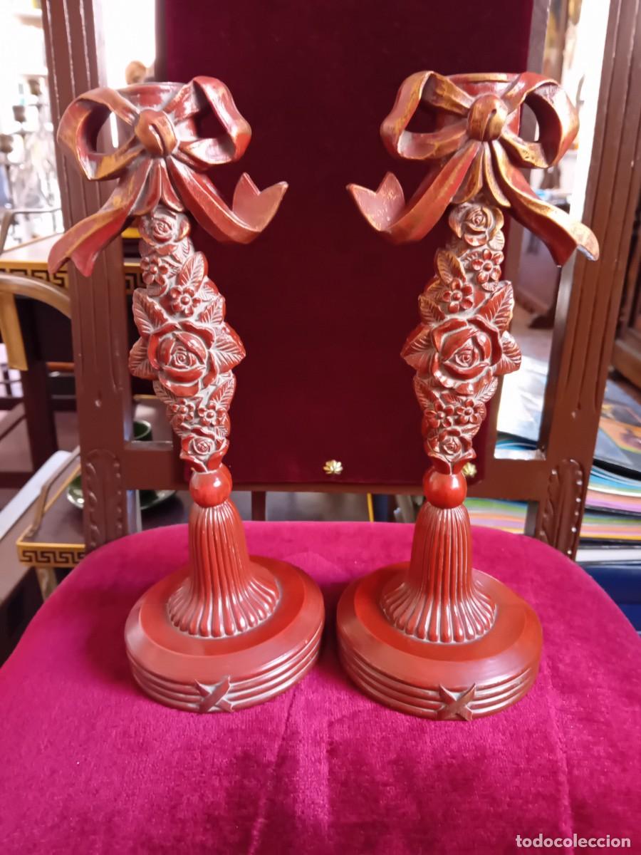 Vintage: Pareja de candeleros de pl&aacute;stico duro - Foto 1