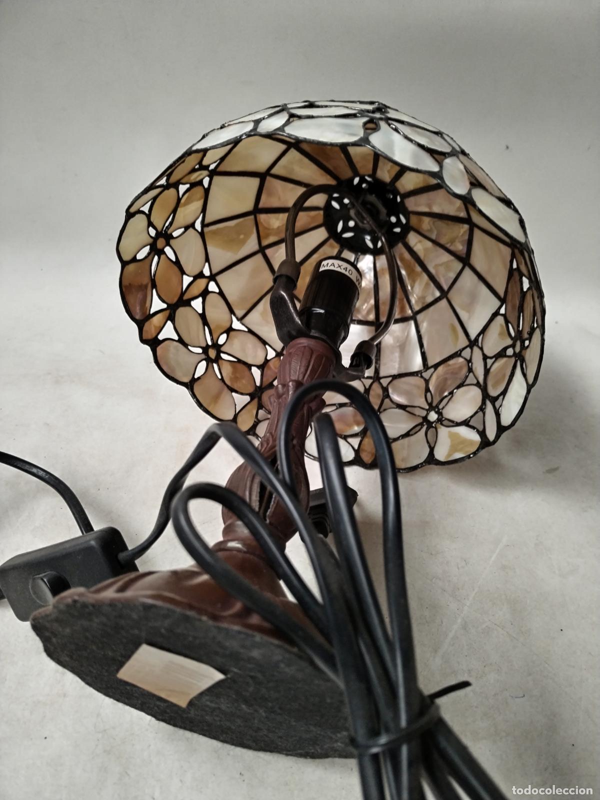 Vintage: lampara vintage con cristales nacar - Foto 2