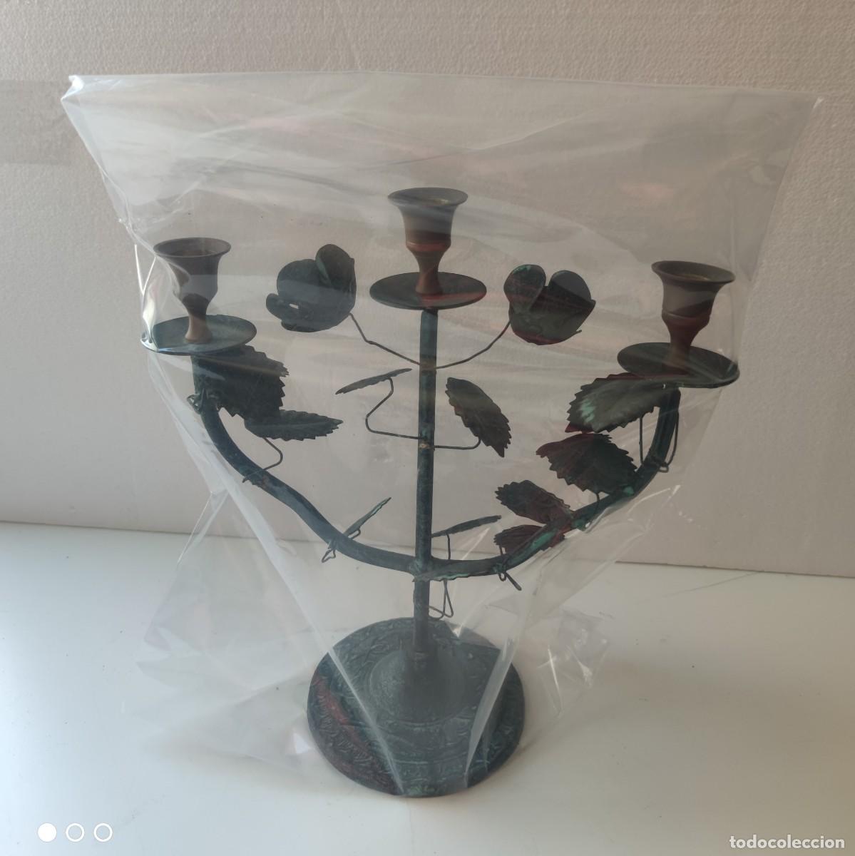 Vintage: CANDELABRO VINTAGE CON HOJAS Y ROSAS. - Foto 7