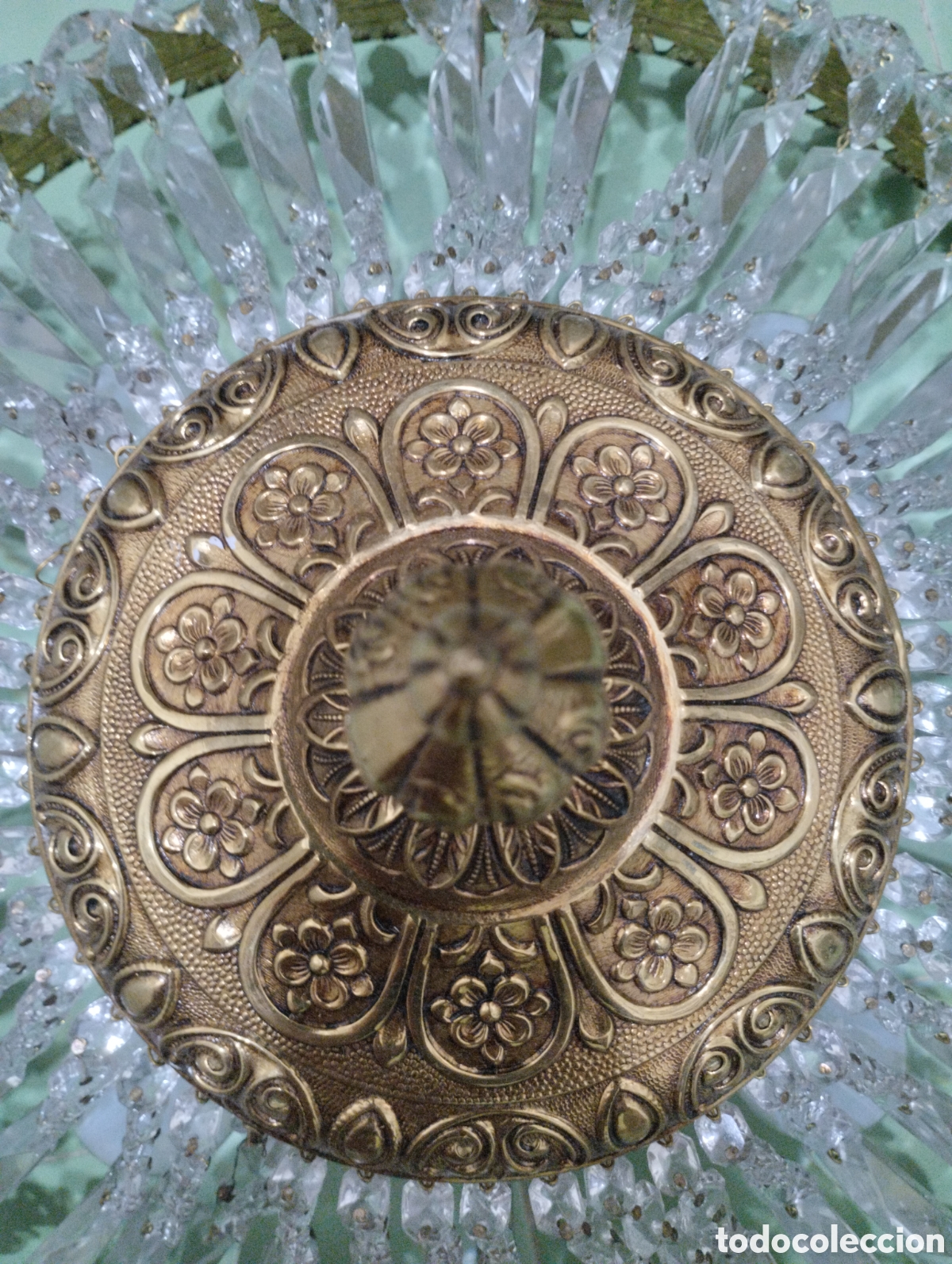 Vintage: Lampara vintage de cristal y bronce - Foto 2