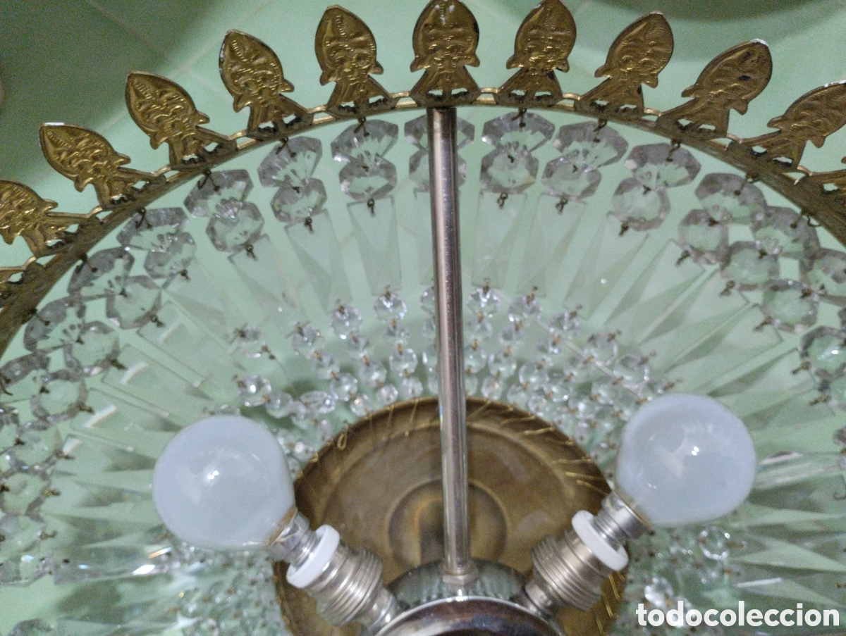 Vintage: Lampara vintage de cristal y bronce - Foto 7