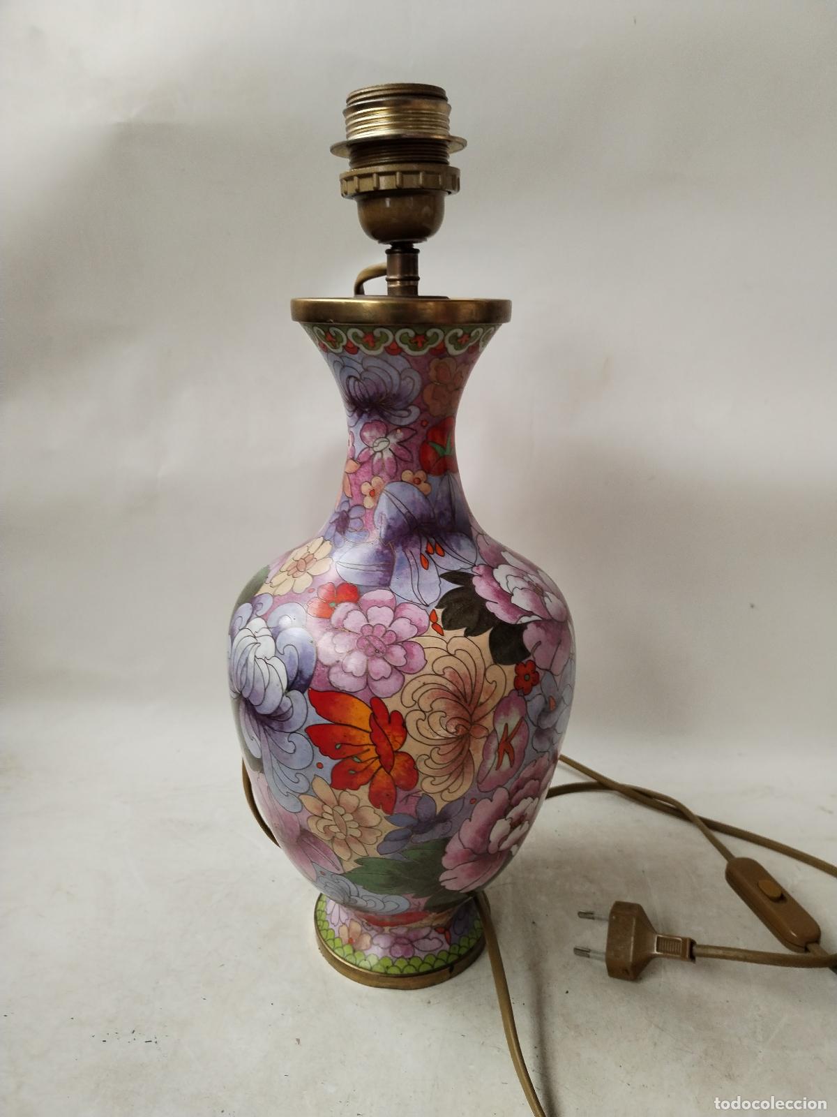 Vintage: lampara cloisonnee vintage mariposas - Foto 2