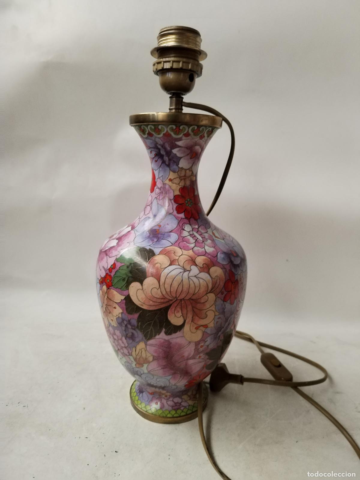 Vintage: lampara cloisonnee vintage mariposas - Foto 3