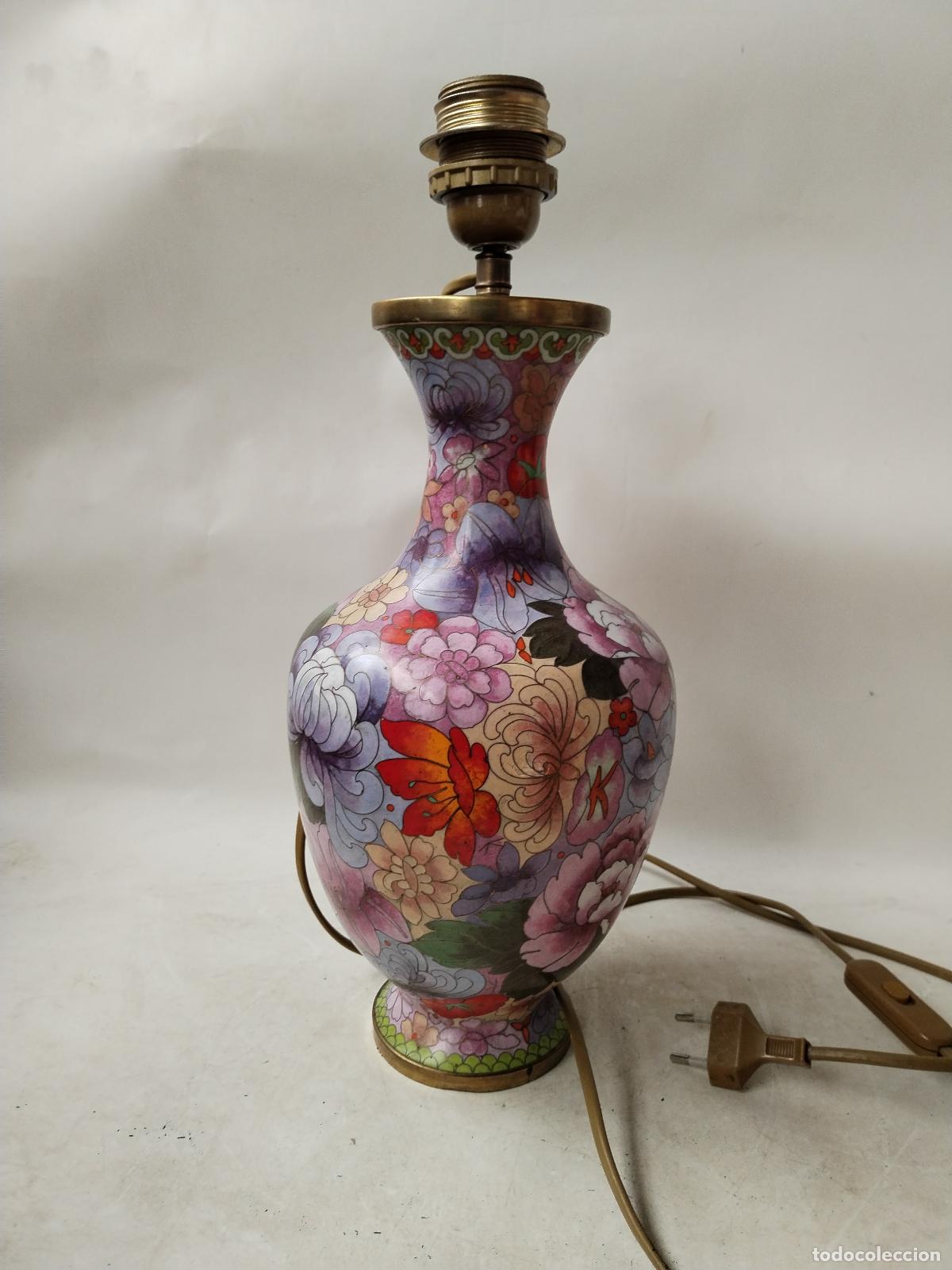 Vintage: lampara cloisonnee vintage mariposas - Foto 1