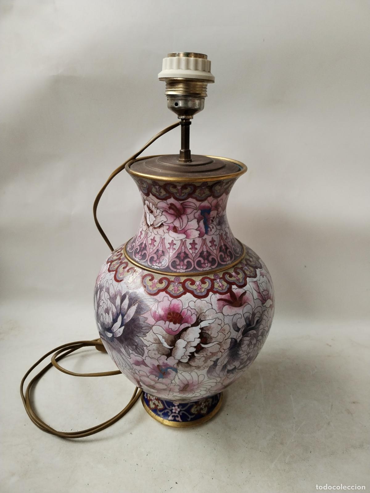 Vintage: lampara cloisonnee vintage flores - Foto 4