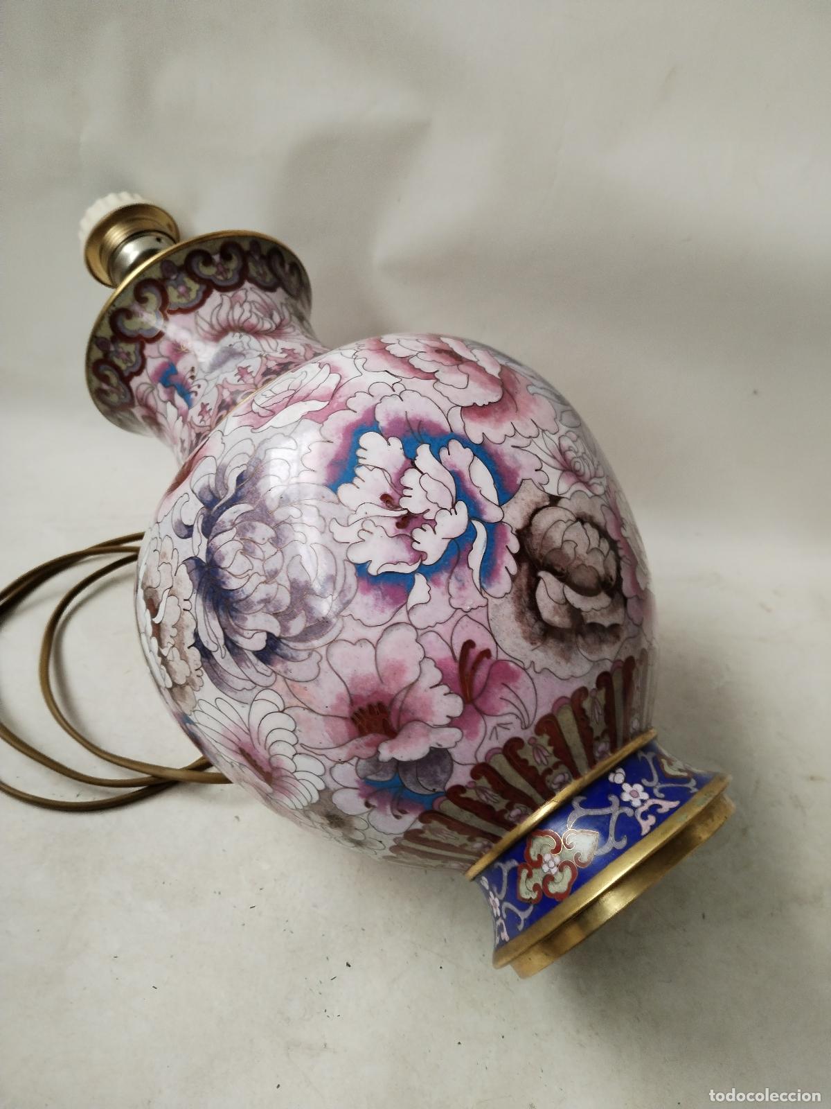 Vintage: lampara cloisonnee vintage flores - Foto 5