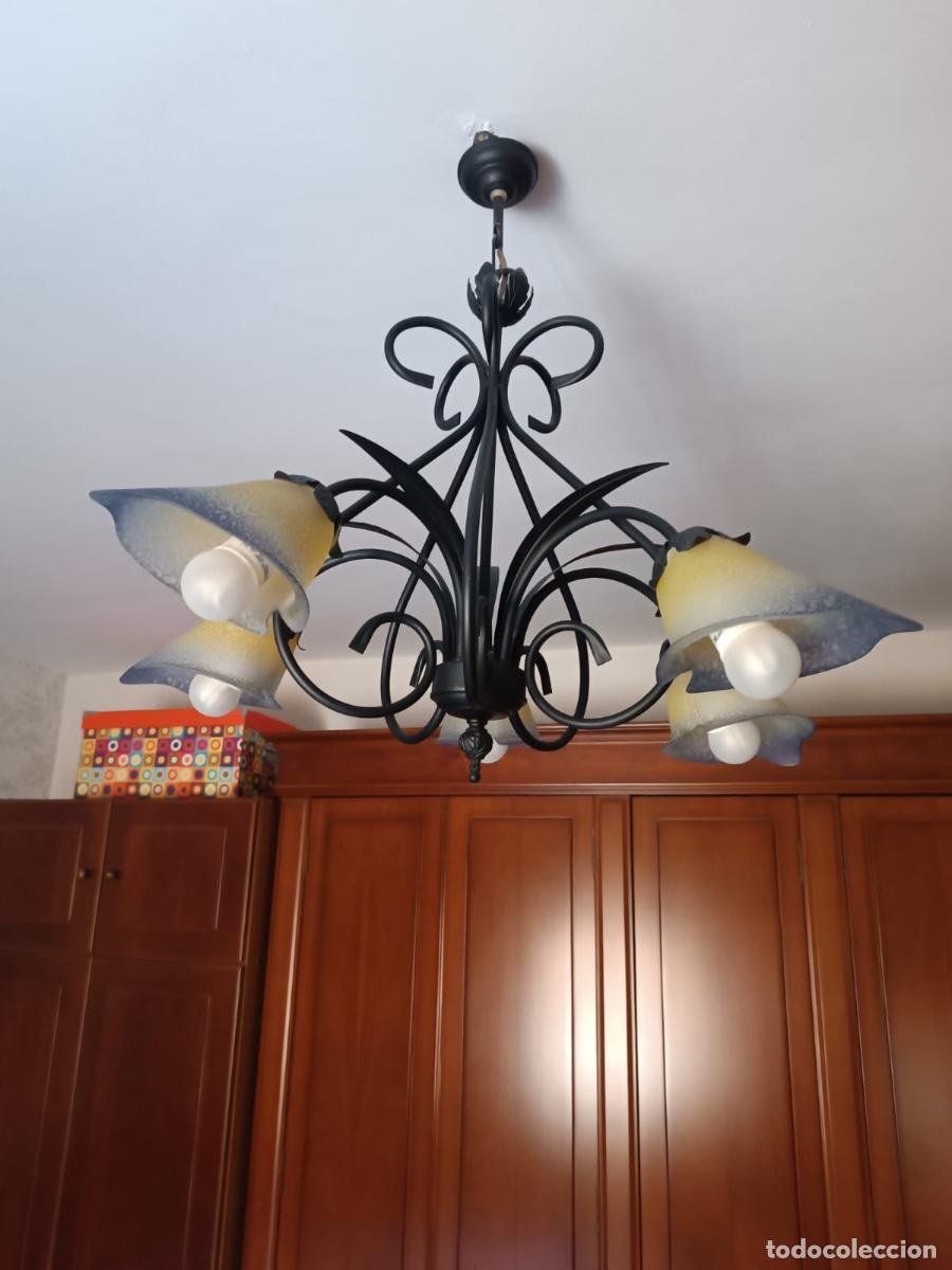 Vintage: L&aacute;mpara de forja con cinco luces - Foto 2