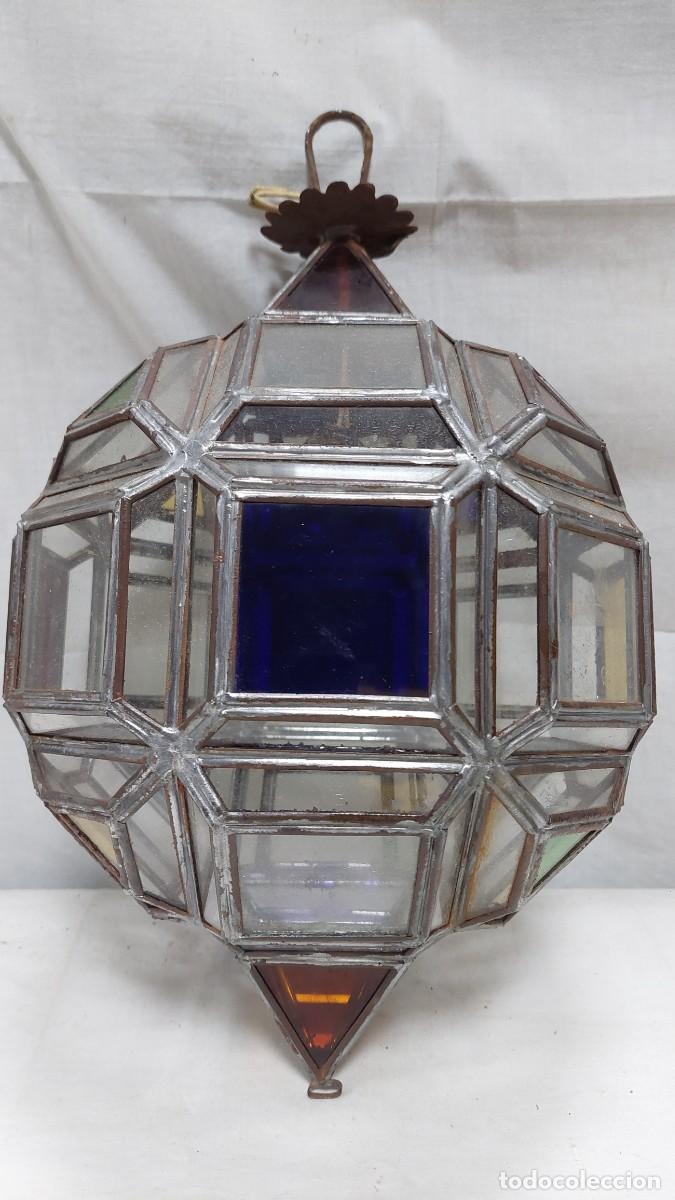 Vintage: Antiguo farol de hojalata y cristal - Foto 1