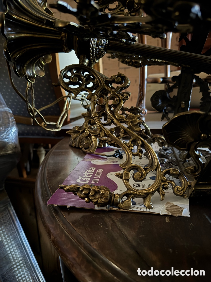 Vintage: Gran farol de techo en bronce - Foto 20
