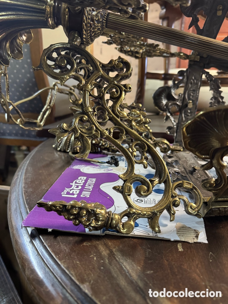 Vintage: Gran farol de techo en bronce - Foto 21