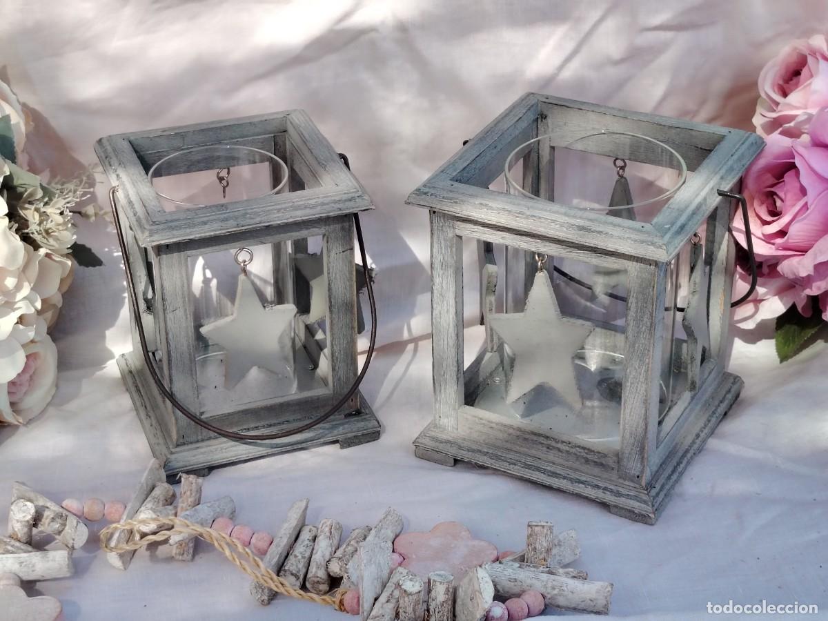 Vintage: 2 faroles de madera gris - Foto 1