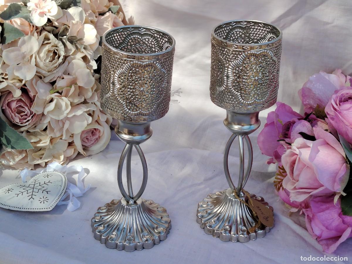 Vintage: 2 candeleros de metal - Foto 1