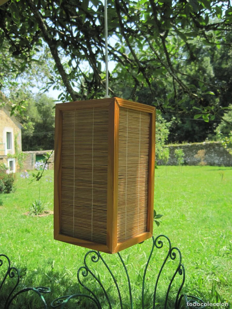 Vintage: L&Aacute;MPARA DE TECHO JAPONESA - MADERA Y BAMB&Uacute; - Foto 1