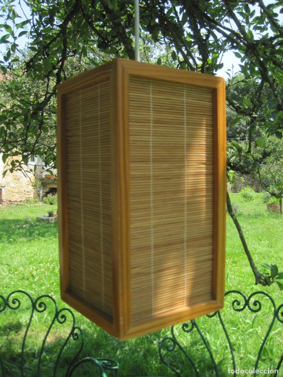 Vintage: L&Aacute;MPARA DE TECHO JAPONESA - MADERA Y BAMB&Uacute; - Foto 3