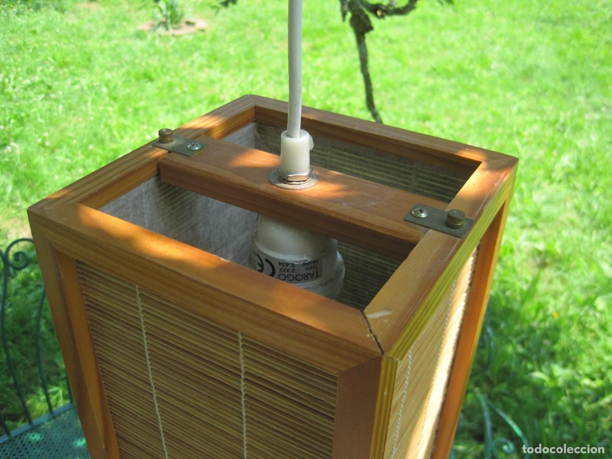 Vintage: L&Aacute;MPARA DE TECHO JAPONESA - MADERA Y BAMB&Uacute; - Foto 4