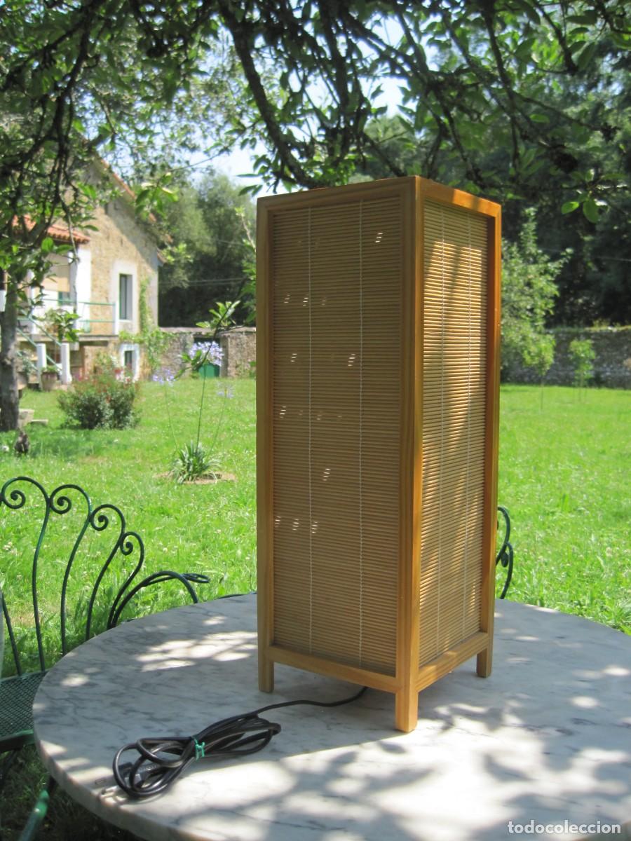 Vintage: L&Aacute;MPARA DE SOBREMESA JAPONESA - MADERA Y BAMB&Uacute; - Foto 5