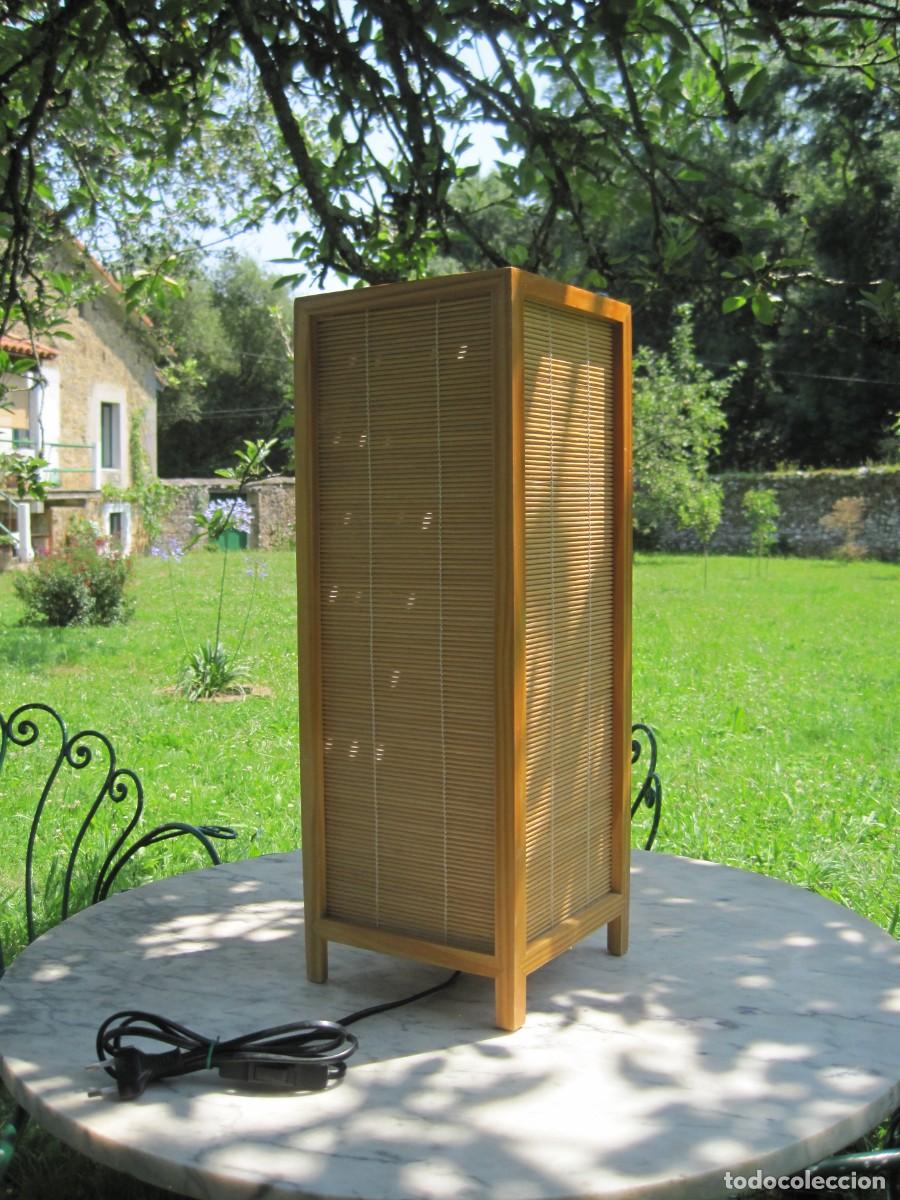 Vintage: L&Aacute;MPARA DE SOBREMESA JAPONESA - MADERA Y BAMB&Uacute; - Foto 7