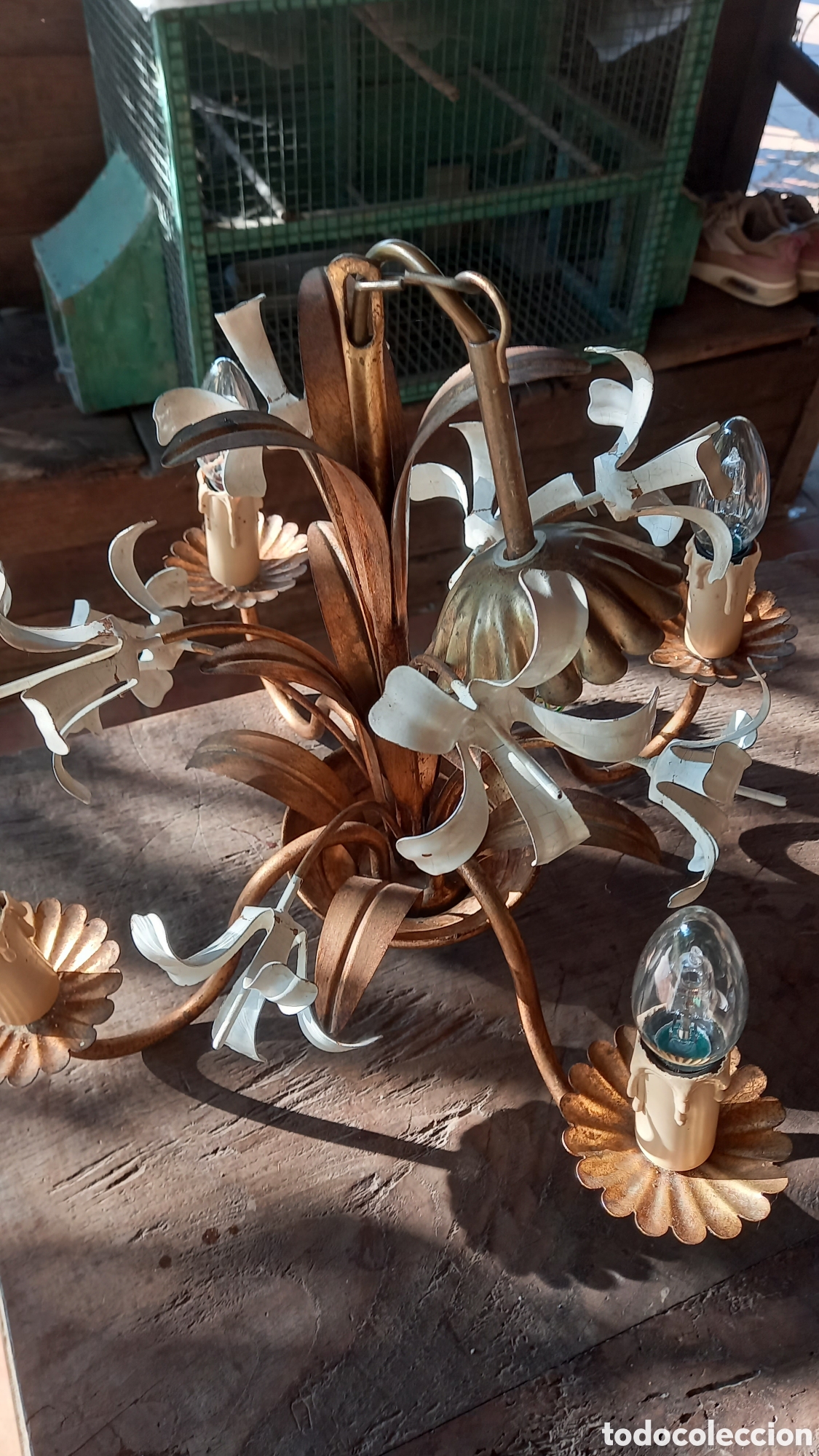 Vintage: Lampara metal flores - Foto 2