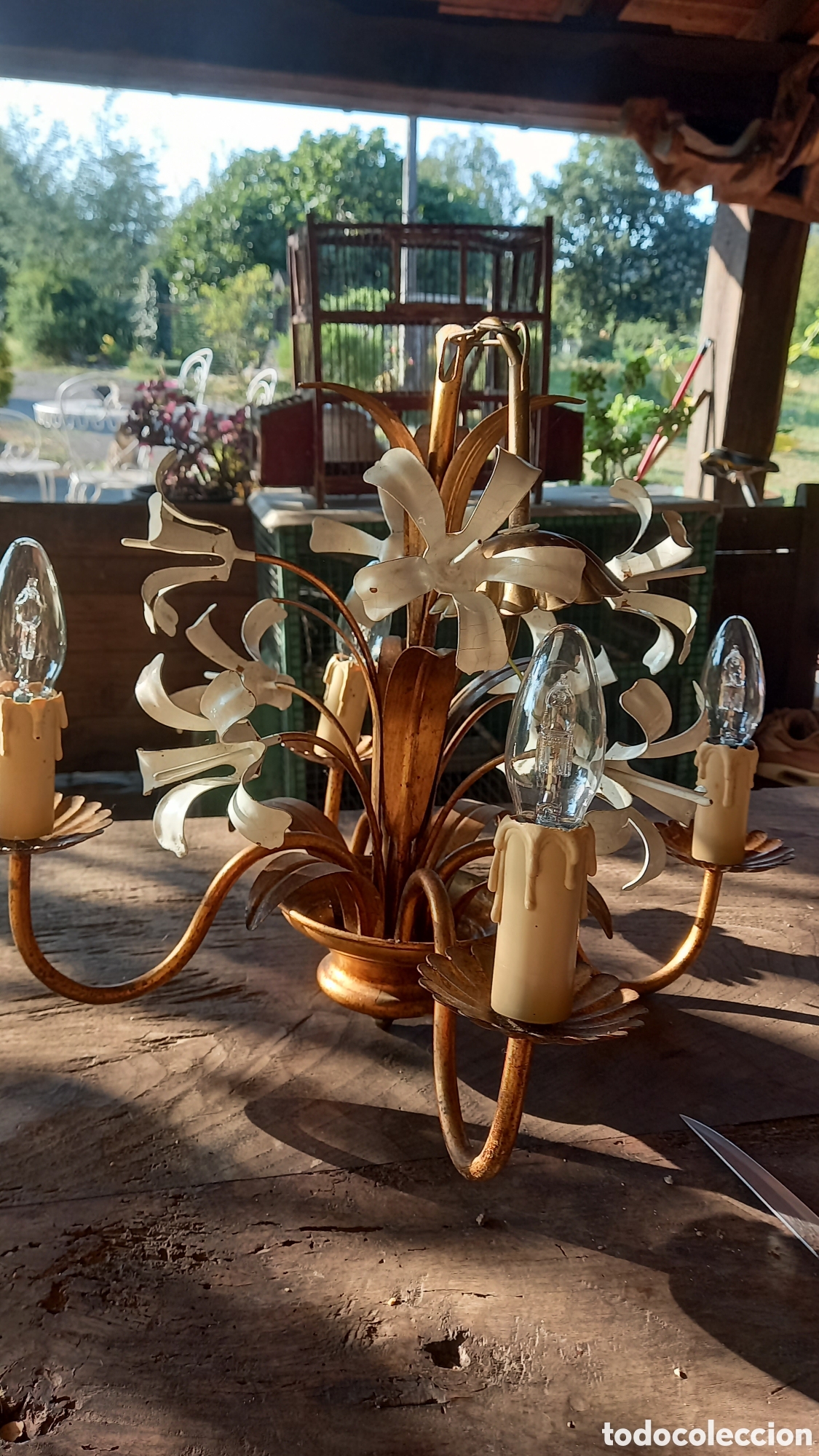 Vintage: Lampara metal flores - Foto 3
