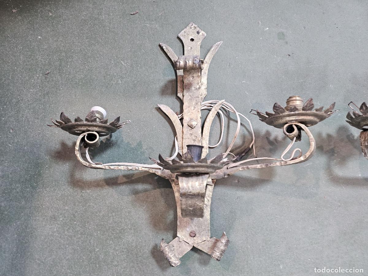 Vintage: parejas de apliques de pared hierro rustico - Foto 2