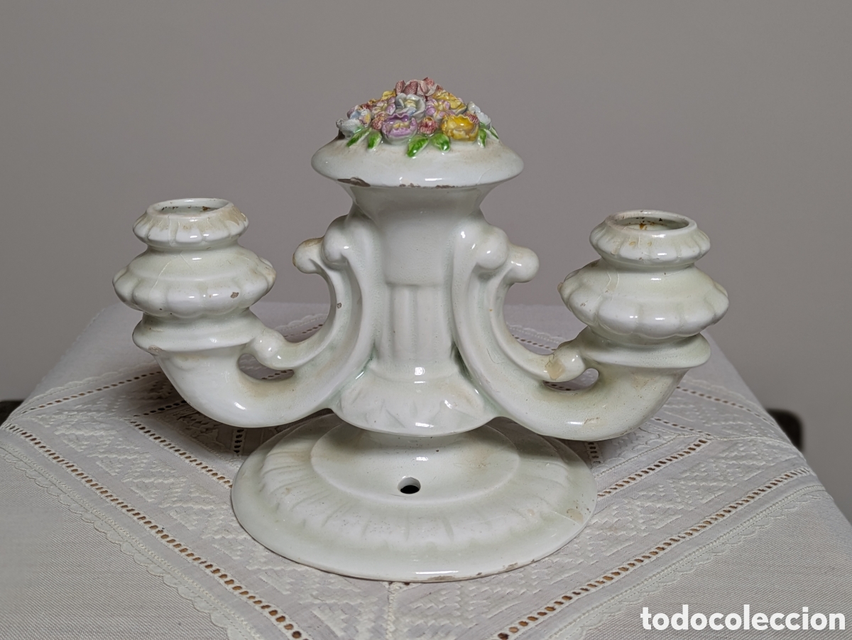 Vintage: Candelabro antiguo de porcelana - Foto 1