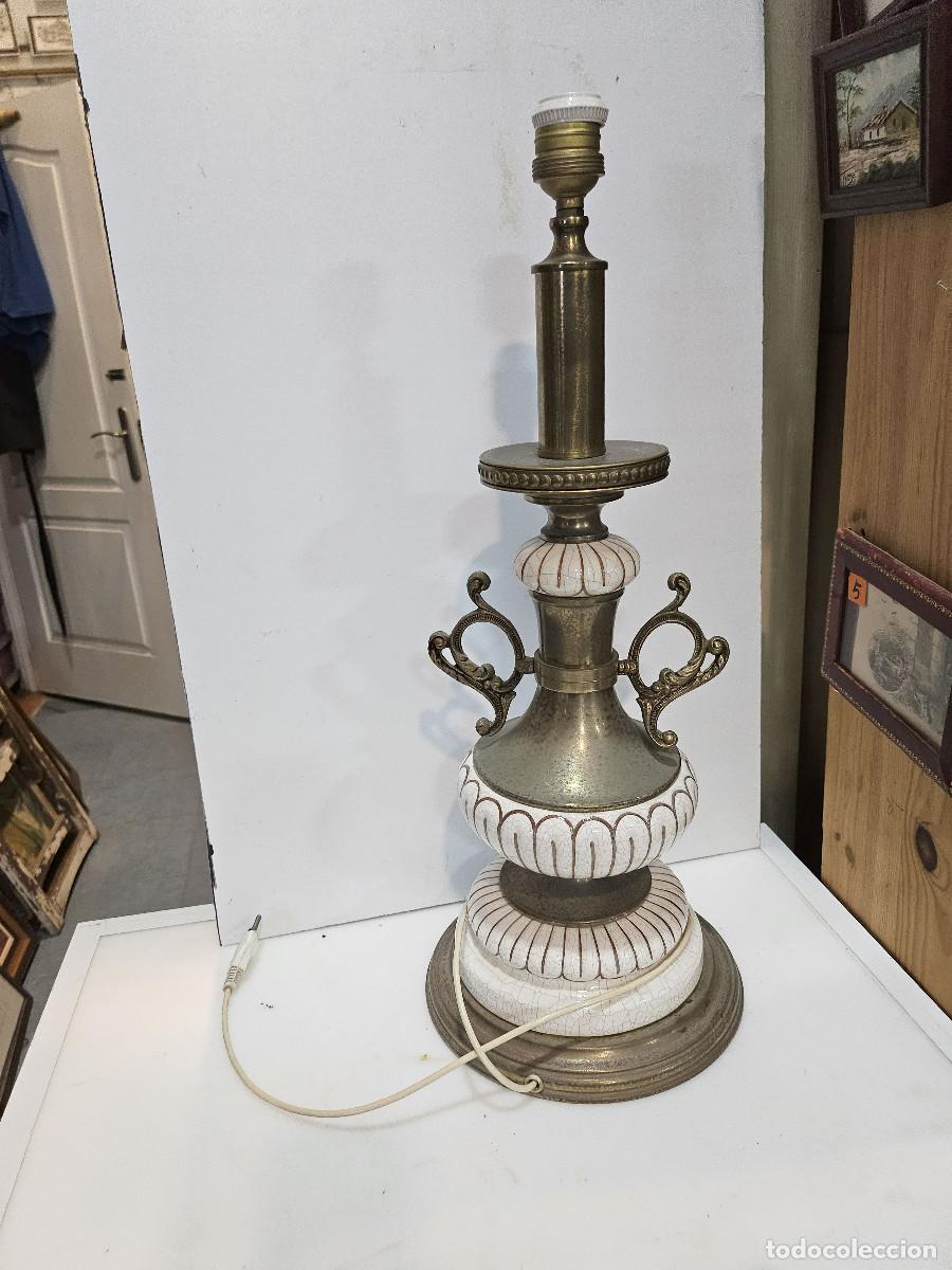 Vintage: lampara de metal y ceramica - Foto 1