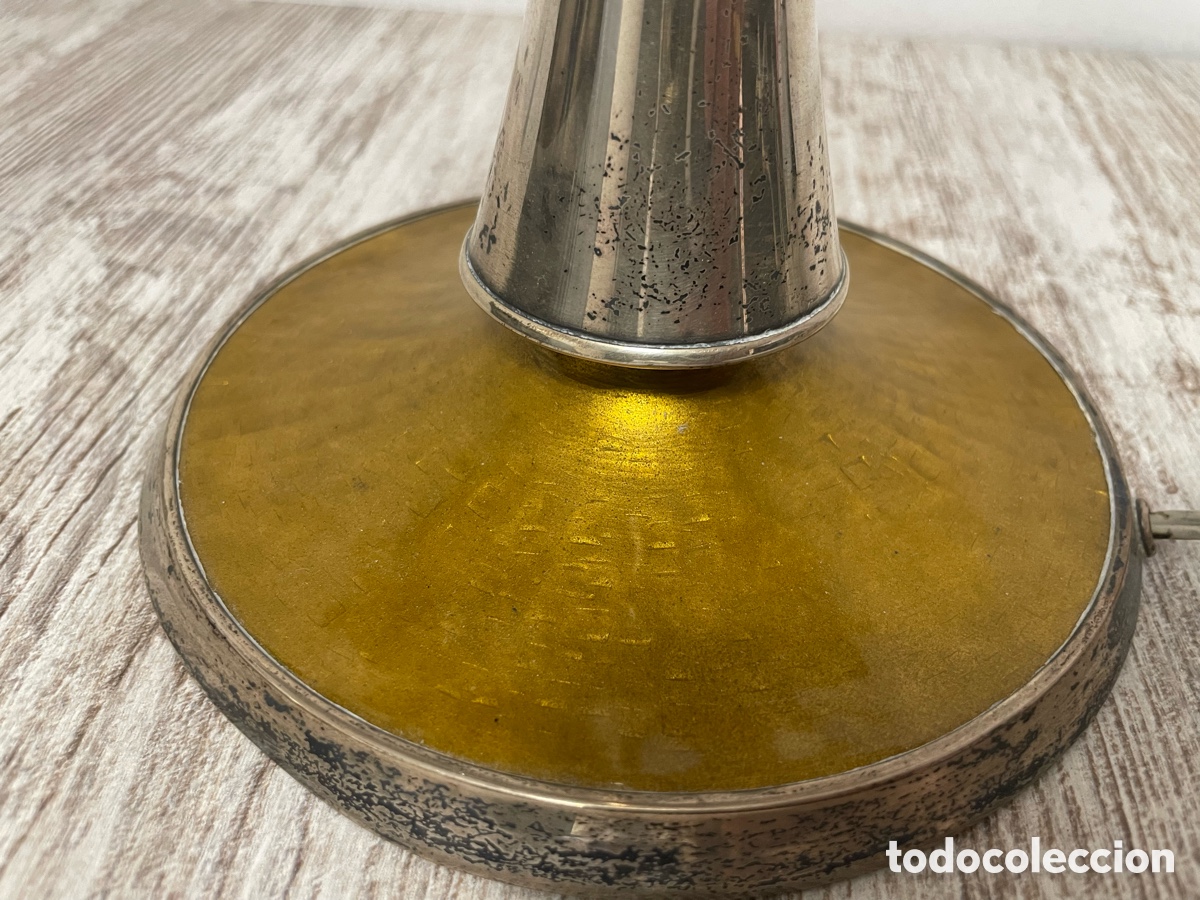 Vintage: L&Aacute;MPARA MESA METAL CROMADO Y DORADO - Foto 5