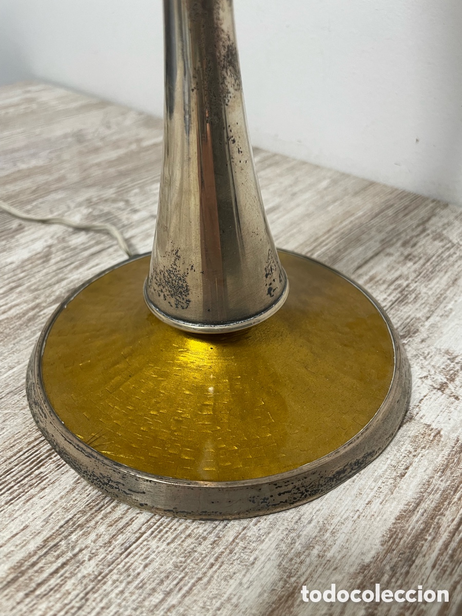 Vintage: L&Aacute;MPARA MESA METAL CROMADO Y DORADO - Foto 6