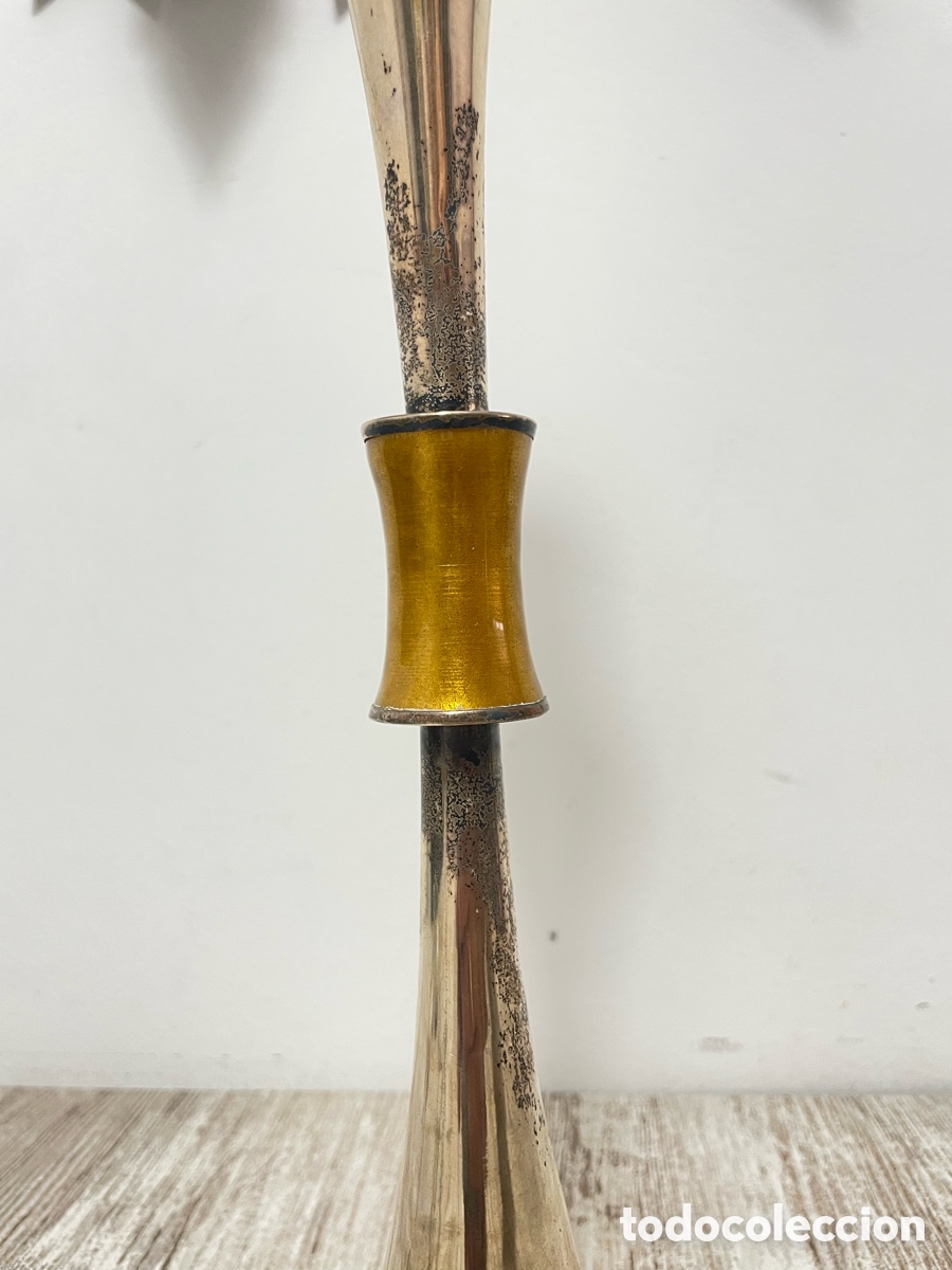 Vintage: L&Aacute;MPARA MESA METAL CROMADO Y DORADO - Foto 7