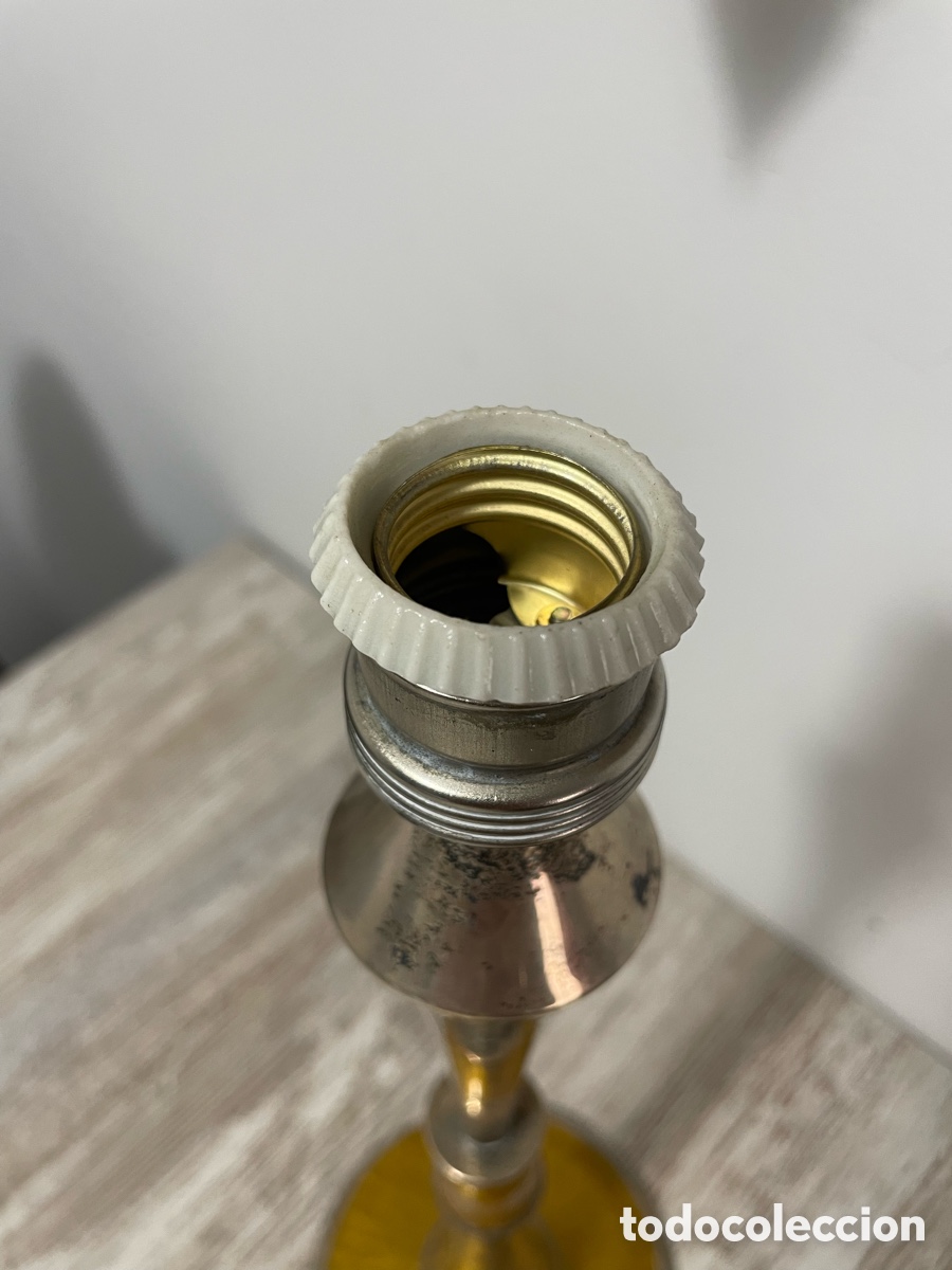 Vintage: L&Aacute;MPARA MESA METAL CROMADO Y DORADO - Foto 9
