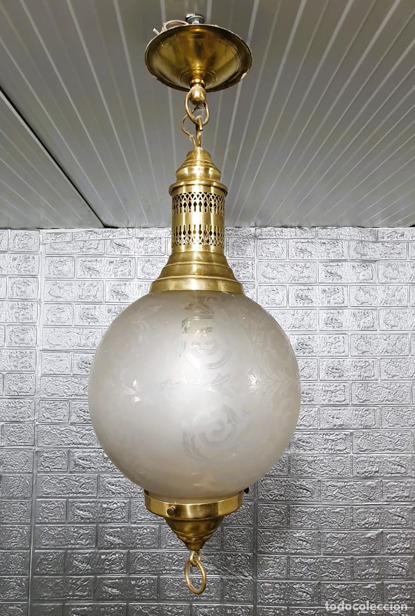 Vintage: L&aacute;mpara techo redinda vintage dorada - Foto 1