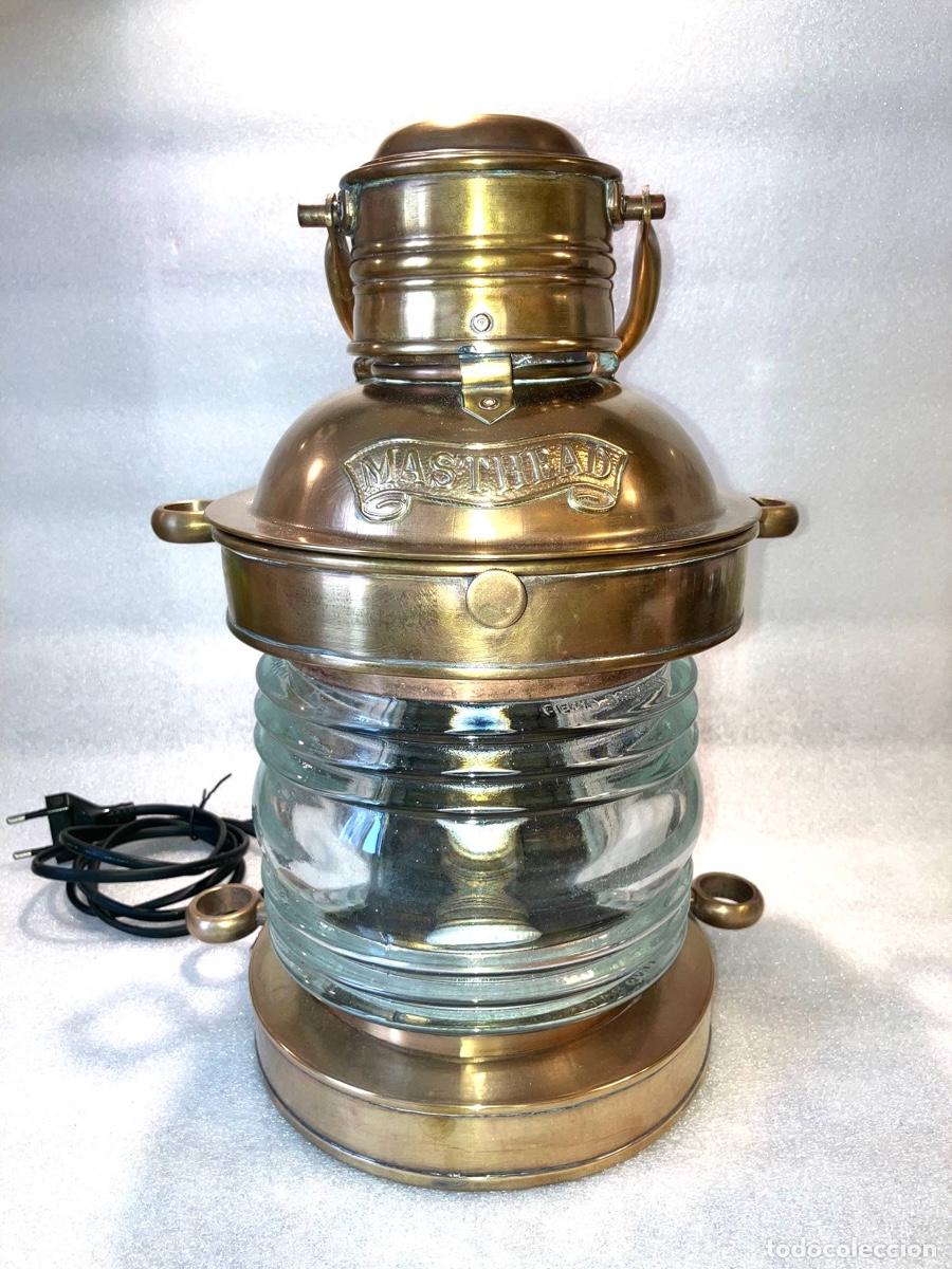 Vintage: Farol marino de cobre y lat&oacute;n Masthead - Foto 6