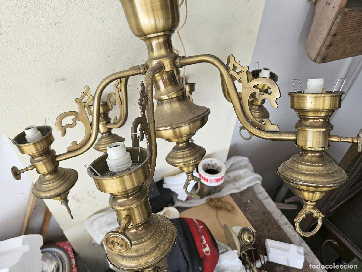 Vintage: lampara de metal sin tulipas - Foto 7
