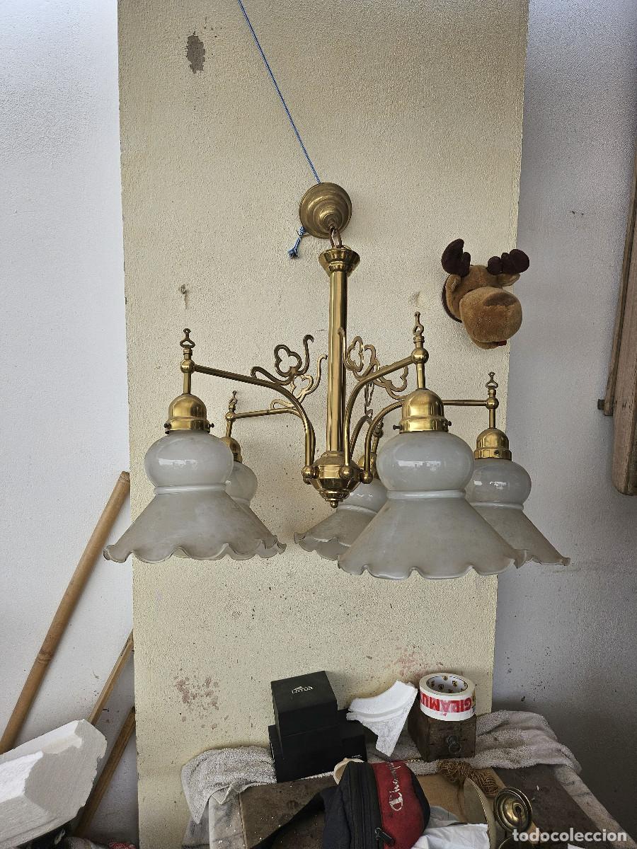 Vintage: lampoara de metal con tulipas - Foto 2