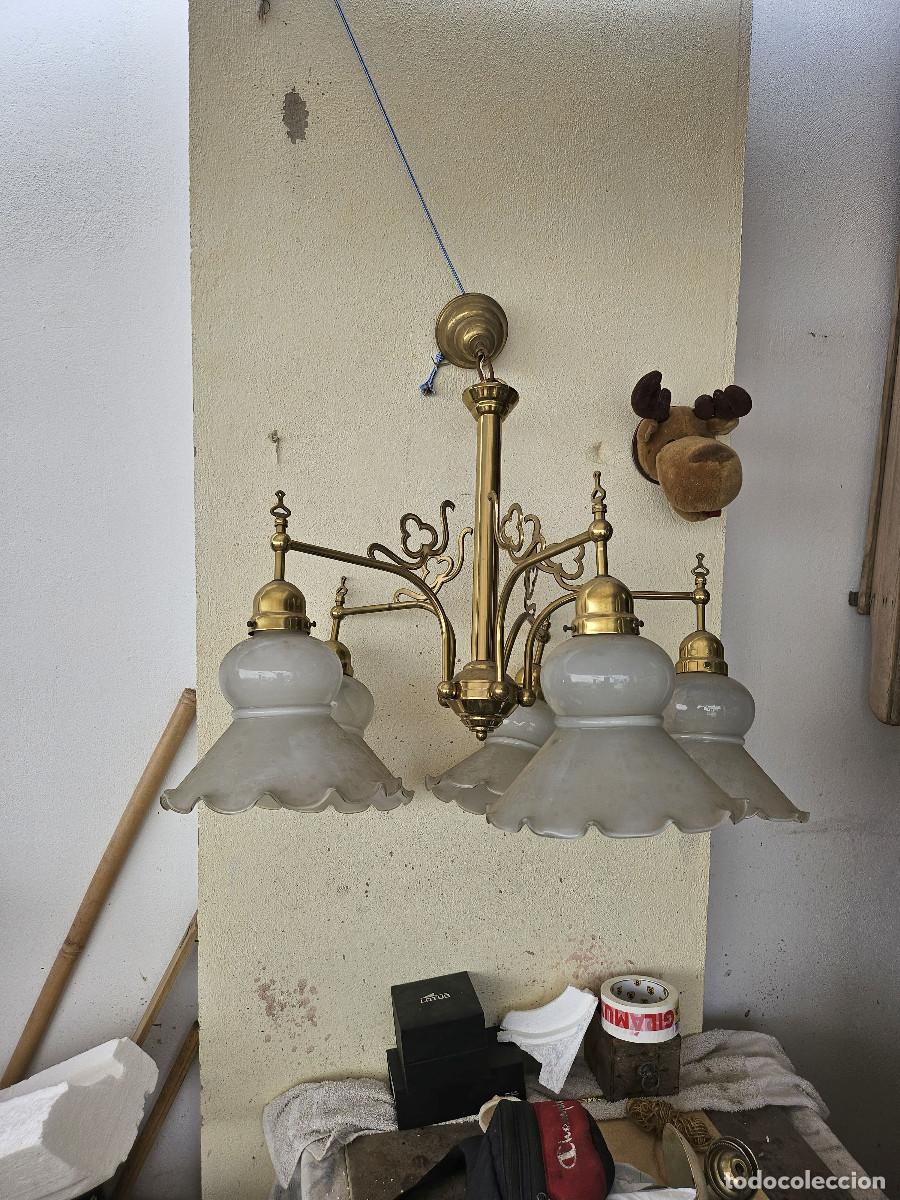 Vintage: lampoara de metal con tulipas - Foto 3