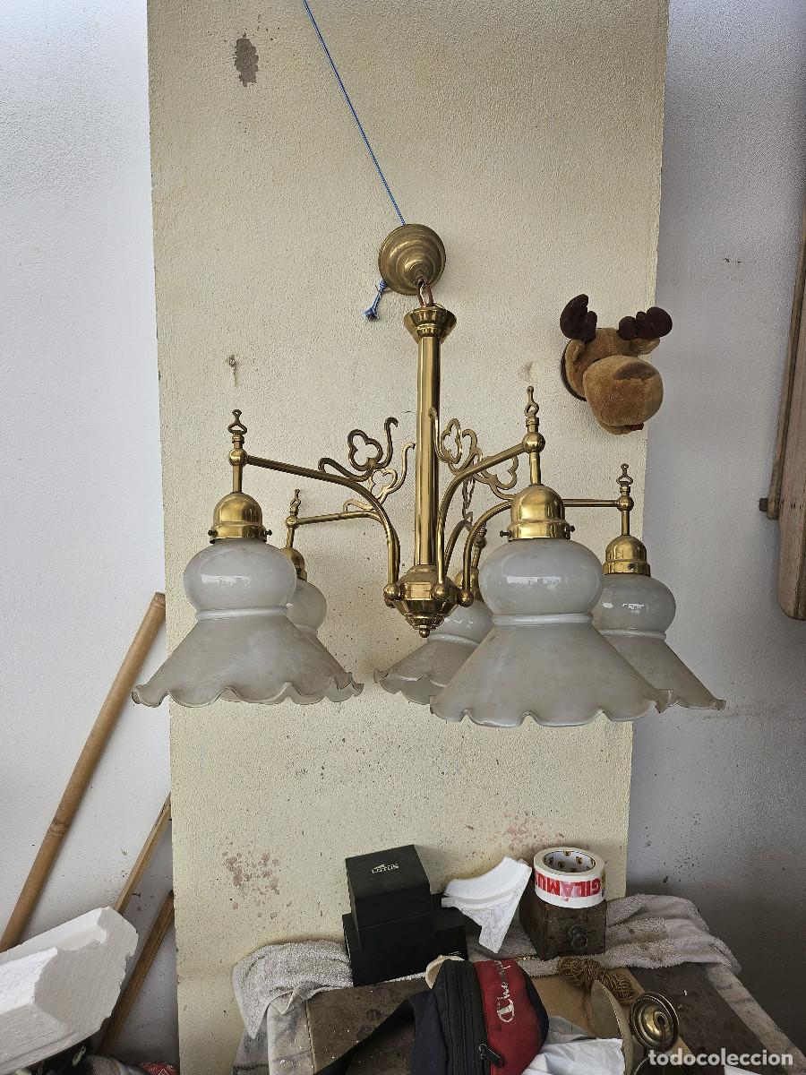 Vintage: lampoara de metal con tulipas - Foto 4