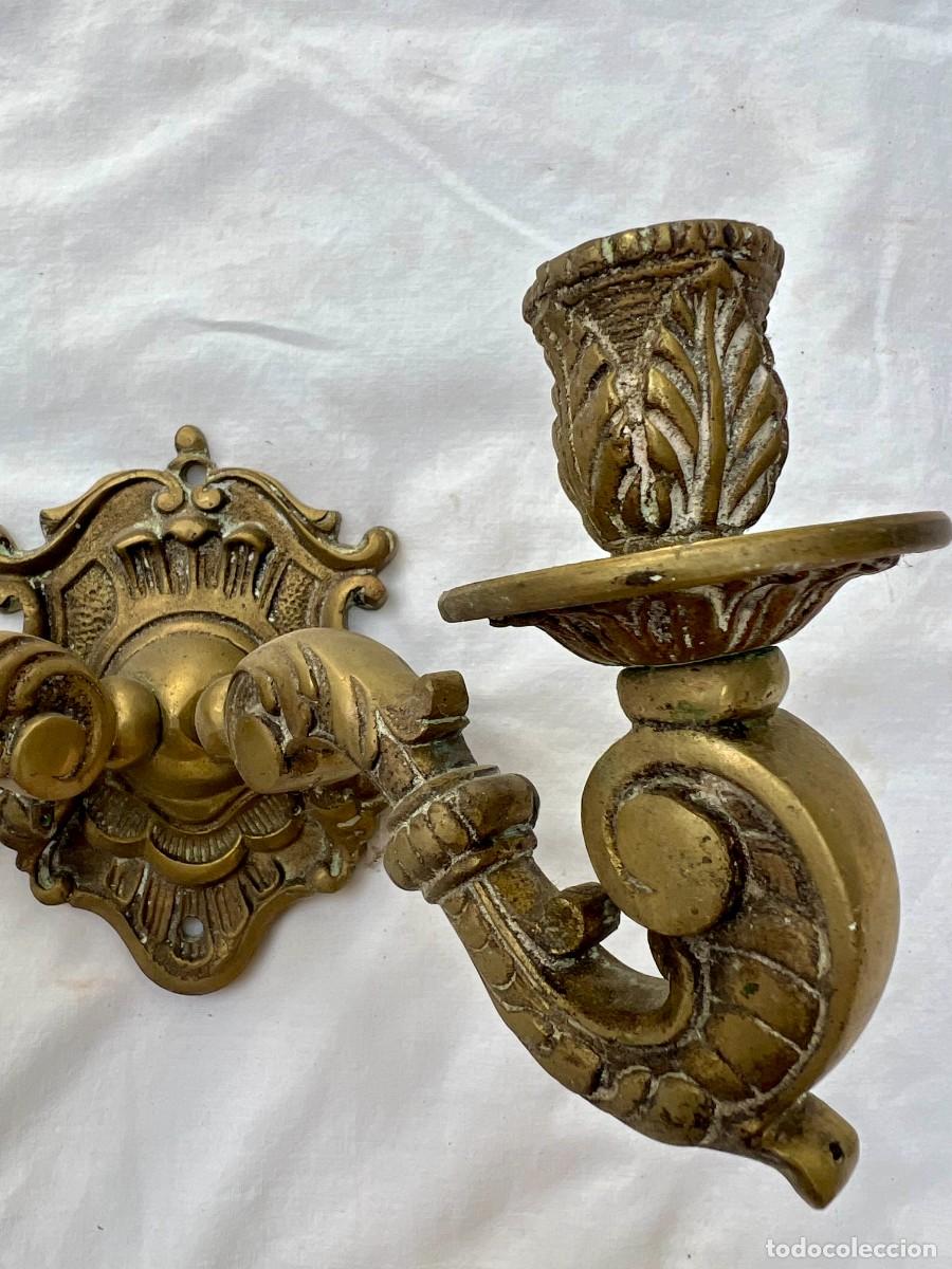 Vintage: Apliques en candelabro de bronce - Foto 2