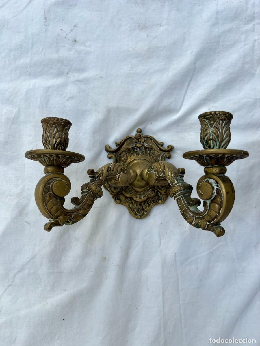Vintage: Apliques en candelabro de bronce - Foto 5