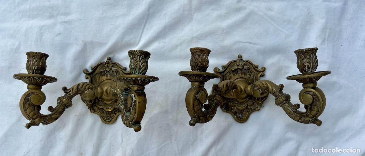 Vintage: Apliques en candelabro de bronce - Foto 6