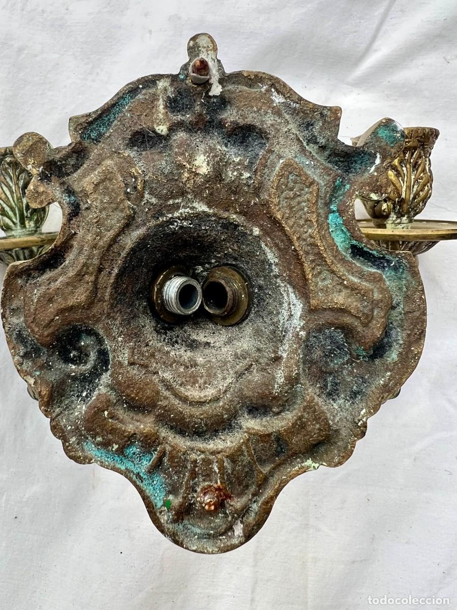 Vintage: Apliques en candelabro de bronce - Foto 9