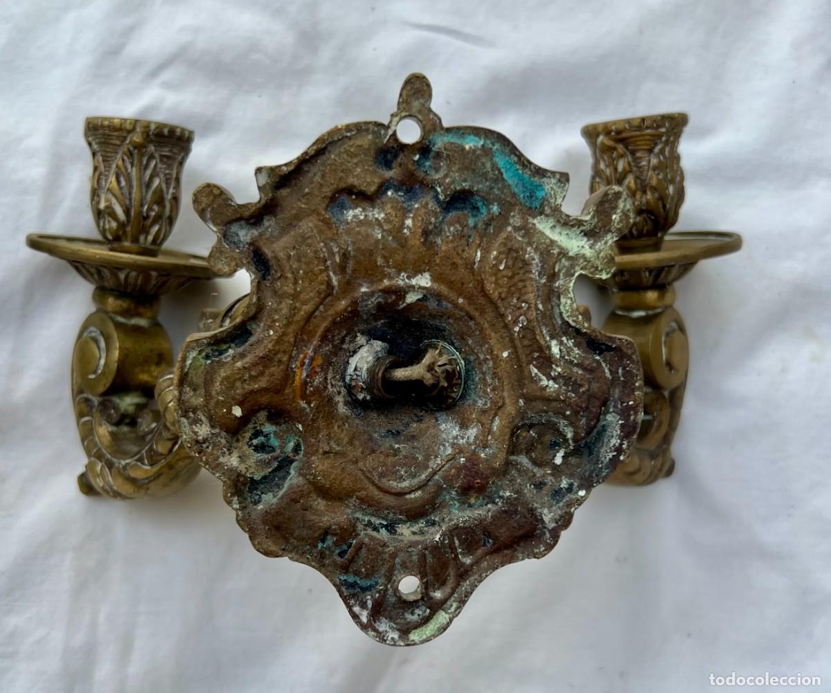 Vintage: Apliques en candelabro de bronce - Foto 10