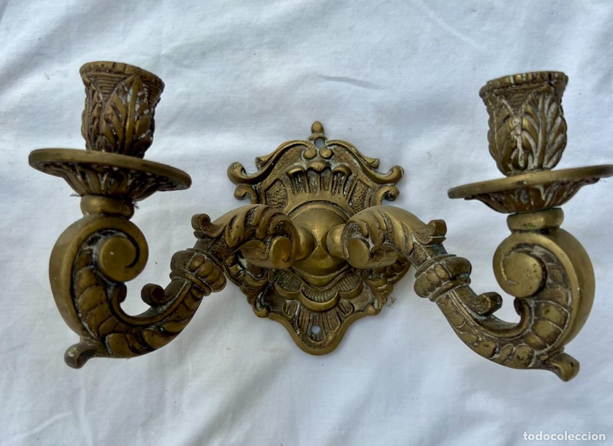 Vintage: Apliques en candelabro de bronce - Foto 1