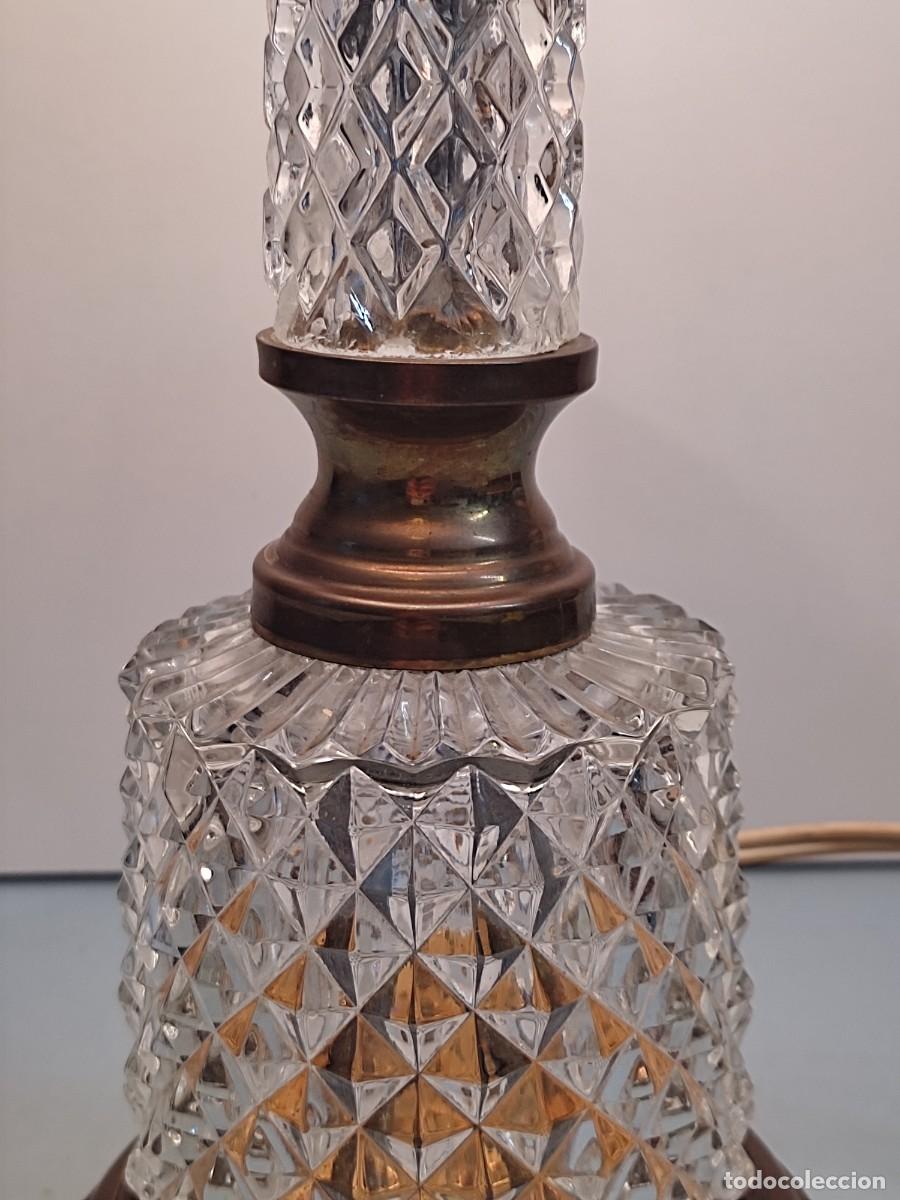 Vintage: L&aacute;mpara de cristal y base de lat&oacute;n antigua - Foto 4