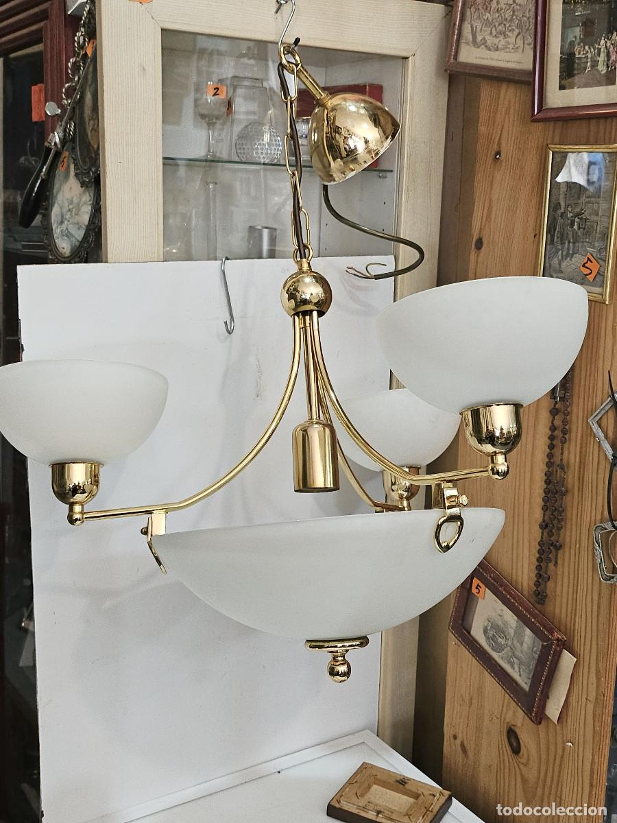 Vintage: lampara de metal y opalino - Foto 1