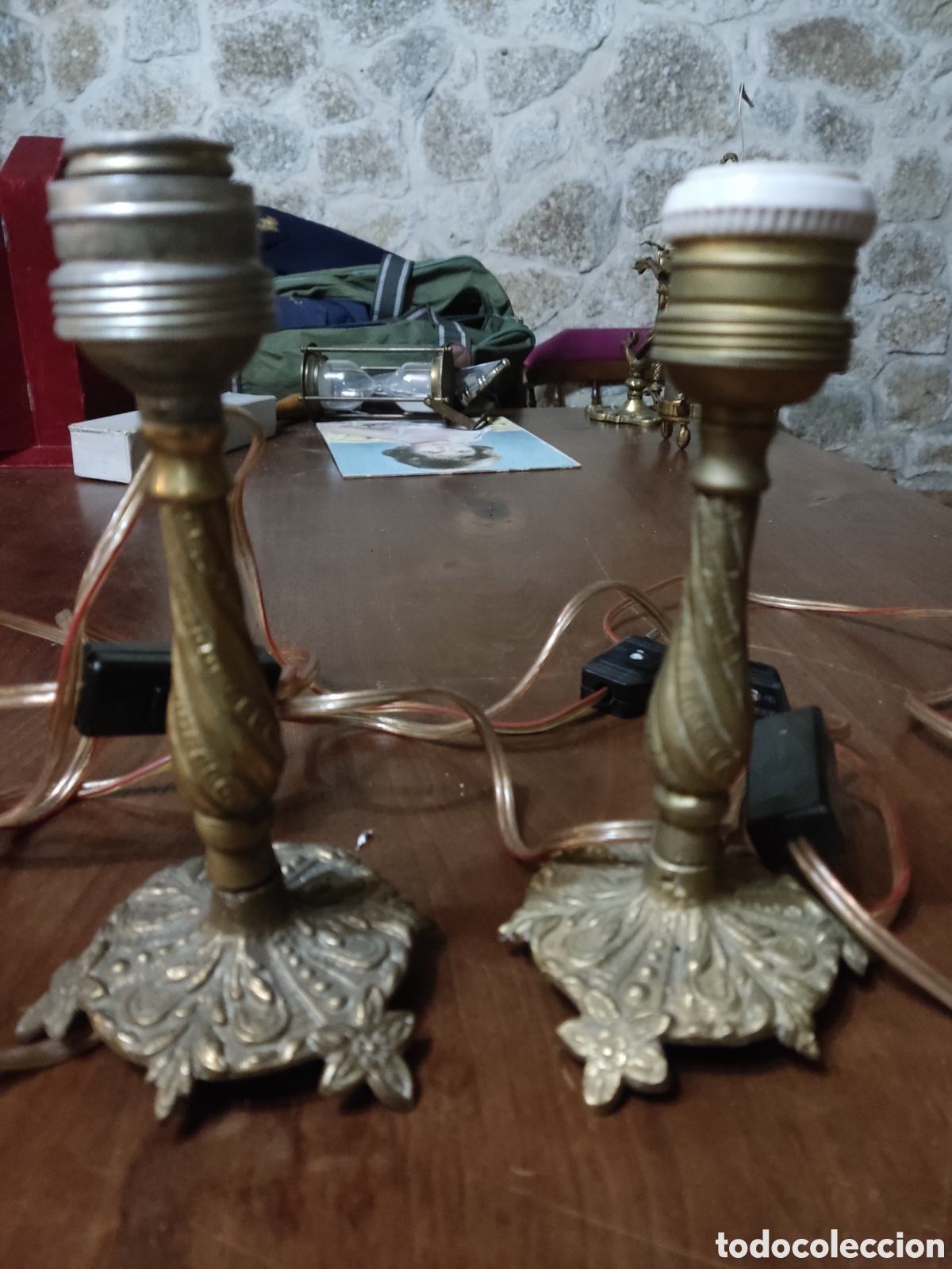 Vintage: Pareja l&aacute;mparas bronce 18 cm - Foto 1