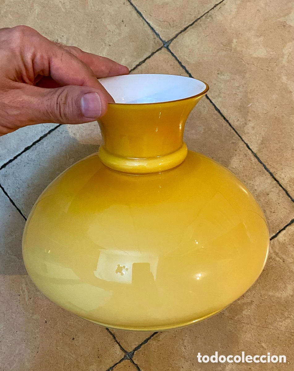 Vintage: Tulipa l&aacute;mpara cristal amarillo - Foto 3