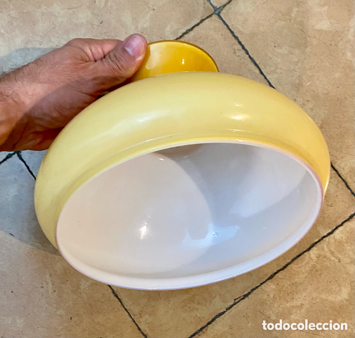 Vintage: Tulipa l&aacute;mpara cristal amarillo - Foto 4