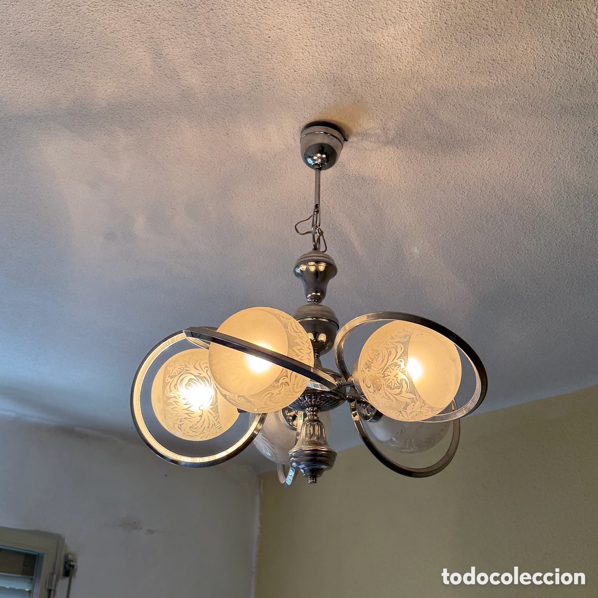 Vintage: L&aacute;mpara techo cromada 5 luces E14 - Foto 7