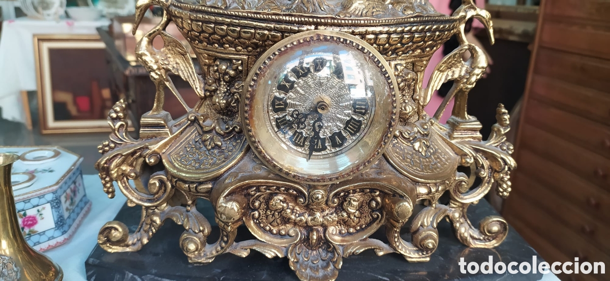 Vintage: Reloj Frances de bronce siglo XIX - Foto 2