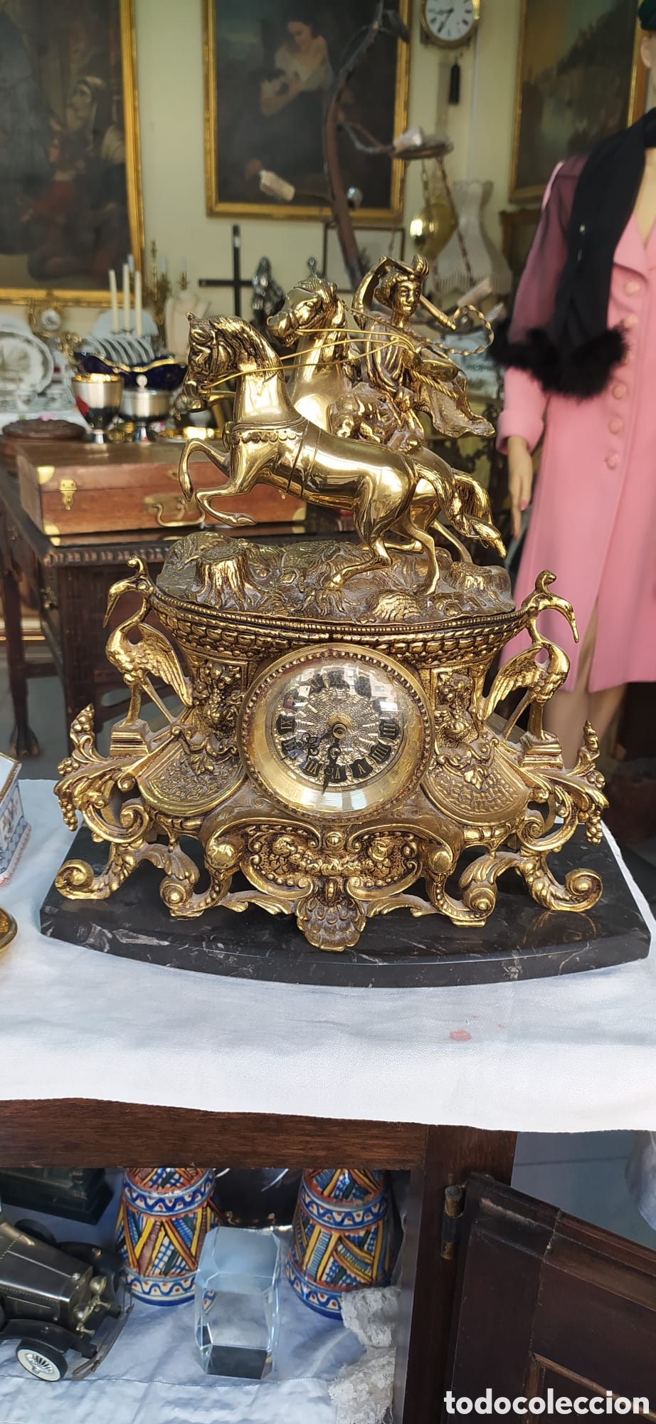 Vintage: Reloj Frances de bronce siglo XIX - Foto 13